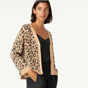 J Crew V-neck cardigan sweater in leopard